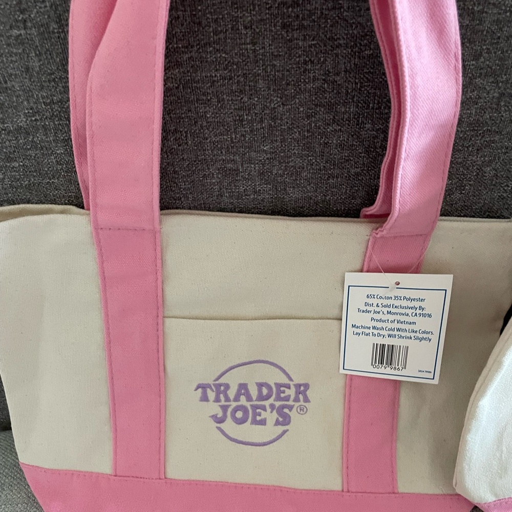 Trader Joe’s Mini Totes! Pink and Cream Tote Bag